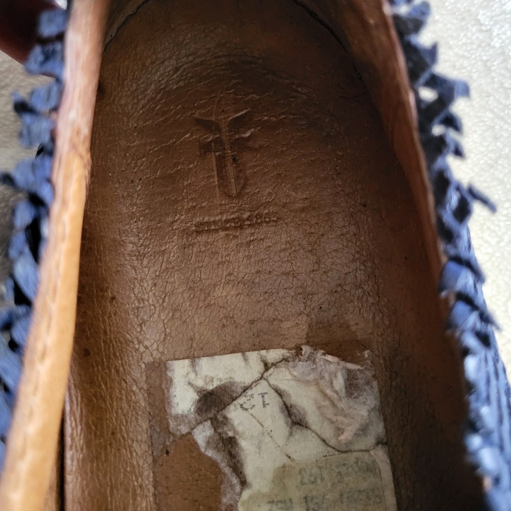 Frye Ivy Fray Sneakers Shoes Woven Basket Blue Flat Womens 7M Good Condition - Picture 3 of 7